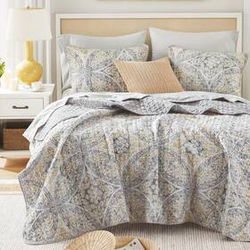 Cs14-1791 Comfort Spaces Boho Quilt Set Queen Reversible Vermicelli Quilting Size Be