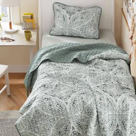 Cs14-1793 Comfort Spaces Boho Quilt Set Twin Reversible Vermicelli Quilting Size B