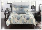 Comin18ju072875 Mk Home Collection Bedspread Coverlet Floral Modern Blue Beige California
