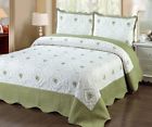 Cominhkr080865 Fancy Linen Bedspread Quilted Bed Cover Sage 064547007601