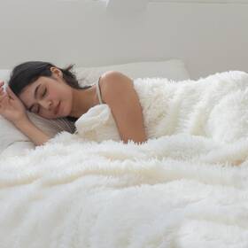 Amzus2310ffp230she270 Coova Ultra Soft Faux Fur Throw Blanket Fuzzy Fluffy 50 Inch X60 Ivory White