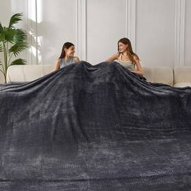 Amzus2310fla350fla00jaclef Coova Seamless Big Blanket 120x120 Inch 3d Jacquard Huge 120 X120 Dark Grey