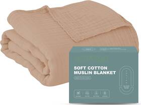 Cf-4l-55x80in-brown Cosy Family 4 Layer Muslin Bed Blanket - Breathable 55x80in Brown