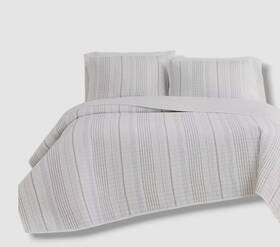 Cottage Classics 783048110022 Beige Farmhouse Stripe 3-piece Full/queen Quilt Set