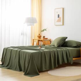 Tj002 Cottebed Olive Green Boho Full Size Bed Sheet Set - Softness Percale Vintage