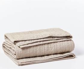 Coyuchi 803263108663 Channel Handstitched Organic Cotton Quilt Full/queen Hazel Chambray New