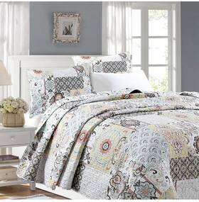 Bb-k-15001q Cozy Line Queen Quilt Set Floral Patchwork Reversible Quilted Multicolor Msrp 75