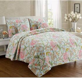 Bb20170514gk Cozy Line King Quilt Set Floral Garden French Country Cottage Modern Farm Shabby Chic 3pc