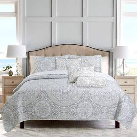 Cozy Line Home Fashions 737107942321 Medallion Floral Reversible Bedding Quilt Set Lightweight Bedspread Coverlet