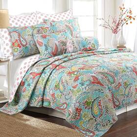 Cozy Line Home Fashions 737107947319 Azalea Floral Chintz Paisleymicrofiber Reversible Quilt Bedding Set Coverlet