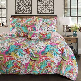 Cozy Line Home Fashions 737107947531 Tropical Flourish Floral Paisley 3-piece Multi-color Pink Blue Green Polyeste