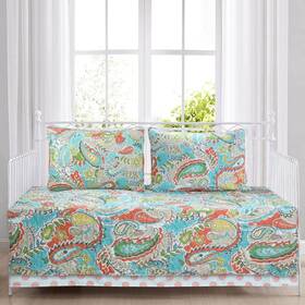 Cozy Line Home Fashions 737107955758 Azalea Floral Chintz Paisley Microfiber Reversible Quilt Bedding Set Coverlet