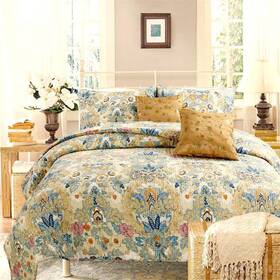 Bb20170512k Cozy Line Home Fashions Quilt/coverlet Cotton King Multi-colored Floral Reversible 3pc