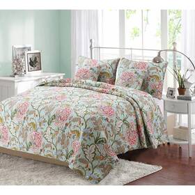 Bb20170514gq Cozy Line Home Fashions Quilt Set 88 Inch X 92 Queen Piped Edges Cotton 3-piece