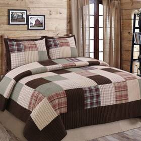 Bb20170802k Cozy Line Home Fashions Brown Plaid Striped Cotton Real Patchwork Quilt Beddi