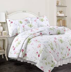 Bb2019-031q Cozy Line Home Fashions Azalea Floral Chintz Paisleymicrofiber Reversible Quilt Bedding Set Coverlet
