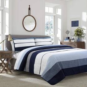 Bb2020-040q Cozy Line Home Fashions Quilt Set 92 Inch X 88 Queen Piped Edges Striped 3-piece