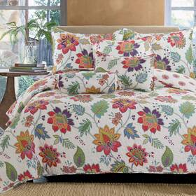 Bb2020-049k Cozy Line Home Fashions Floral Rainbow Gypsy Blooms 3-piece Multi-color Pink Purple Blue Green Orange