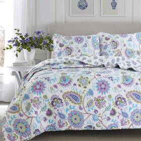 Bb2020-051q Cozy Line Home Fashions Lilac Lavender Purple Floral Paisley Reversible Quilt