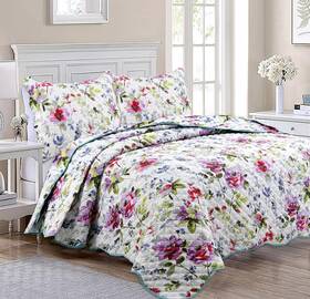 Bb2022-079q Cozy Line Home Fashions Red Yellow Green Aqua Teal Reversible Quilt Bedding Set Bedspread Coverlet Light