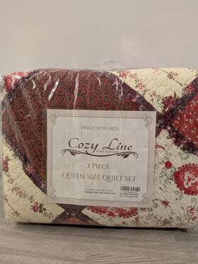 Bq87018-034-queen Cozy Line Home Fashions Patchwork Quilt Set By 1 2 Shams - Queen