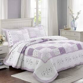 Db-5367b Cozy Line Home Fashions Love Of Lilac Bedding Quilt Set Light Purple Orchid - 3