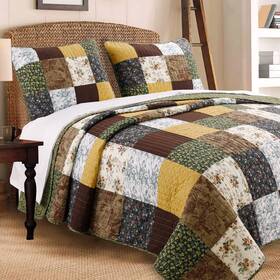 Db20170602k Cozy Line Home Fashions Olive Country Style Yellow Cotton Real Patchwork Quilt Bedding Set Reversibl
