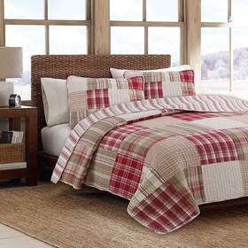 Db2019-004k Cozy Line Home Fashions Alivia Red Brown 100% Cotton Quilt Bedding Set Rever
