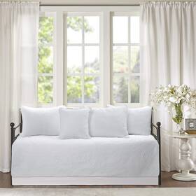K-cx794w-db Cozy Line Home Fashions Solid White Chic Brocade Matelass Medallion Floral 6 Piece Microfiber Dayb