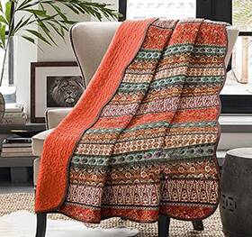 Cozyholy 734602354185 Bohemian Boho Cotton Throw Sofa Couch Blanket Quilt Twin Size Quilted Colorful