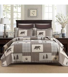 Cozyqq 639393951981 Quilt For King Bed - 100% Cotton Farmhouse Patchwork Plaid Cabin Size New