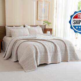 B0fdgg3mw4 Cozytide Oversized King Bedspread 128x120100 Cotton Oatmeal Waffle Quilt Set