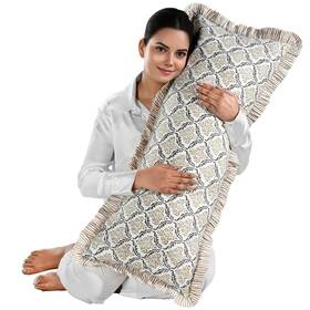 Cpccrulm041-1436 Cpc Cotton Print Club Sandstone Regal Hand Block 100% Ruffle Throw Pillow Cover 14