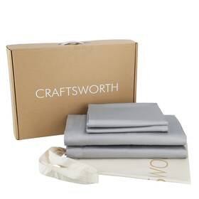 Craftsworth 703674701685 100% Organic Cotton Sheets Queen 4 Piece Set Silver Extra Deep Po