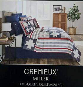 Cremieux 490688050938 Miller Patriotic Flag Full Queen Mini Quilt Set Cotton With Shams Nwt New
