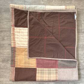 85809 Cremieux Patchwork Quilt 110x98in 100% Cotton Brown Beige Red Multicolor