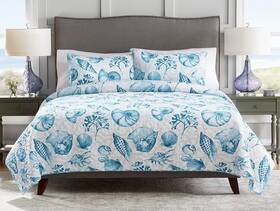 Croft & Barrow 887909117134 New And Coastal Shells Full/queen Quilt 2 Nautical Pillow Shams Nip