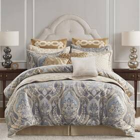 Ccl10-0062 Croscill Queen Comforter Set Luxe Chenille Jacquard Damask Soft Microfiber