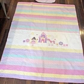 Rn106002 Cynthia Rowley Little Girls Twin Sz Quilt And Pillow Sham Fairy Unicorn Castle