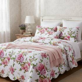 B07m7lclxv Dada Bedding Romantic Roses Floral Bedspread Set - Lovely Spring Pink White