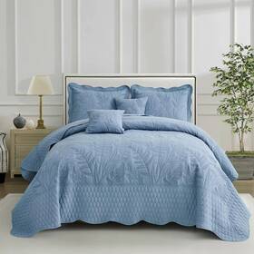 Daisyhuang B0dgl6rnsj Botanical Bedspread Full Size - Leaves Pattern Stitching Quilt Set