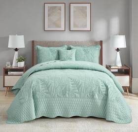 H-5521 Daisyhuang Botanical Oversized Bedspread King Size - Leaves Pattern Stitching Quilt Set