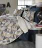 Daniel Cremieux Brenton Blue Tan Stripe Plaid Patchwork Twin Quilt
