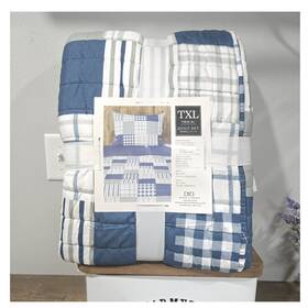 2531390 Darseee & Davids And Twin Xl Patchwork Quilt Set 2-piece Blue/white/gray 68x90