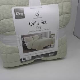 Wh701355-green Dawson Collection Seersucker Quilts King 3 Piece Size - Green