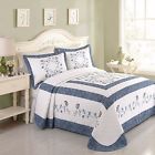 Daya Bedspread Set King Quilted Cover Standard Shams Embroidered