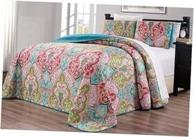 Ddecor 039853710644 3-piece Oversize 115 Inch X 95 Fine Printed Prewashed Boho Decor Quilt Set
