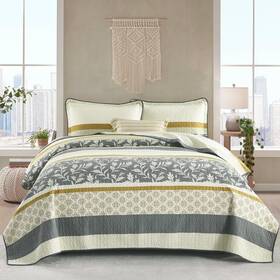 Dduoxin 658361815155 Stripe Queen Size Quilt - 100% Cotton Soft Reversible Wit