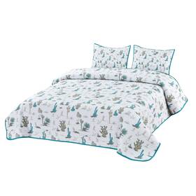 63780 De Leon Collections Quilt Blanket Bedding Set With 2 Pillow Sham Covers King Polyester Saguaro