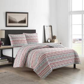 Wk700954 Dearfoams Super Soft Quilt Set With Diamond Stitching Reindeer King